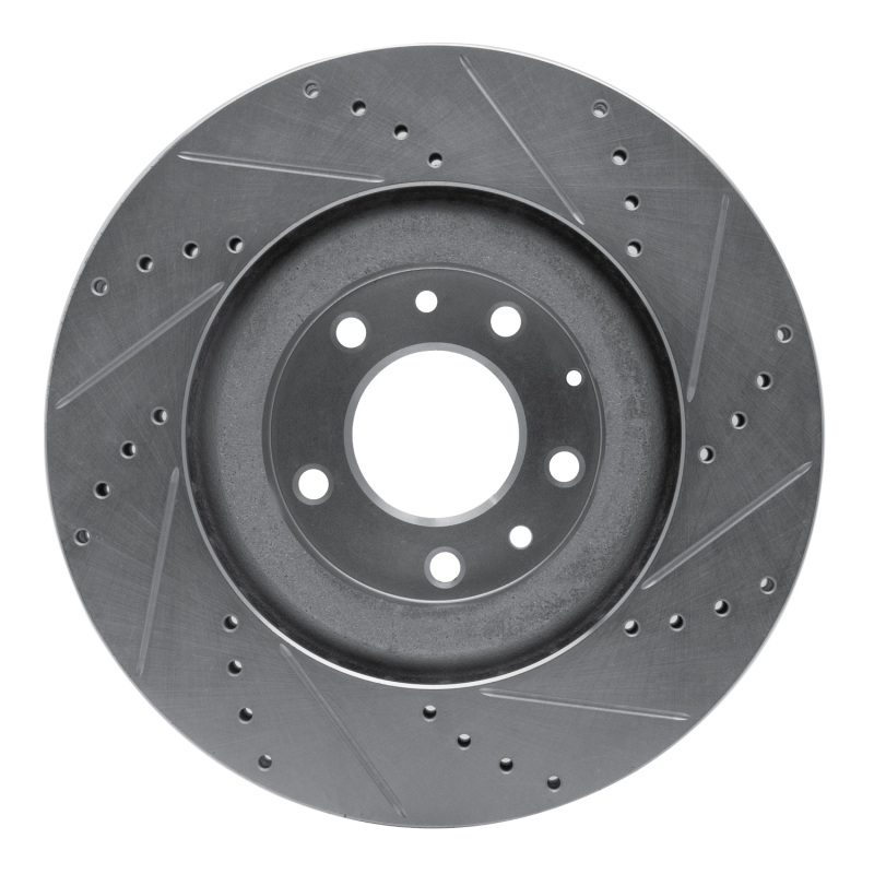 Mazda RX-8 Brake Rotor (1) - Front Left - R1 Concepts - Drilled & Slotted - Silver - `04-`11